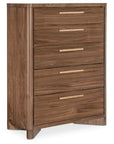 Eleana - Five Drawer Chest - Medium Wood