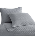 Anna - King Diamond Quilted Coverlet Set Set of 3 - Gray
