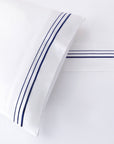 Border Embroidery - Queen Sheet Set Set of 4 - Navy