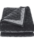 Stella - King Faux Silk Velvet Pintuck Quilt - Dark Slate