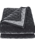 Stella - King Faux Silk Velvet Pintuck Quilt - Dark Slate