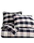 Camille - Full Buffalo Check Comforter Set Set of 3 - Black / Natural