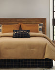 Ashbury - Queen Comforter Set Set of 5 - Tan / Black