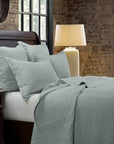 Diamond Linen - King Linen Cotton Diamond Quilt Set Set of 3 - Seaglass