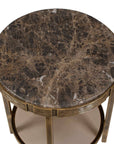 Cusano - Round Dark Marble Accent Table - Brass / Brown