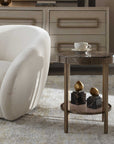 Cusano - Round Dark Marble Accent Table - Brass / Brown