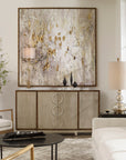 Golden Raindrops - Modern Abstract Art - Beige