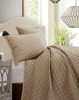 Velvet Diamond - King Quilt Set Set of 3 - Oatmeal