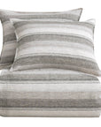 100% French Flax Linen - Queen Variegated Stripe Duvet Cover Set (Set of 3) - Charcoal