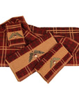 Embroidered Acorn Towel Set, Plaid Set of 3 , 2 Per Carton - Multi