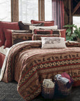 Cascade Lodge - Queen Comforter Set Set of 5 - Red / Brown