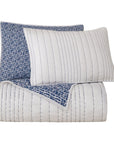 Indigo - Full/Queen Staccato Reversible Quilt Set Set of 3 - Blue / White