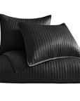 Satin Channel - King Quilt Set Set of 3 - Black