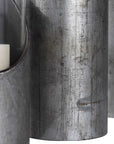 Karter - Iron & Glass Candleholders (Set of 3) - Silver & Dark Gray