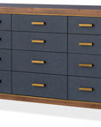 Melange - Geneva Accent Drawer Chest - Blue / Medium Walnut