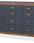 Melange - Geneva Accent Drawer Chest - Blue / Medium Walnut