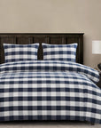 Camille - King Buffalo Check Comforter Set Set of 3 - Navy