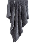 Stella - Faux Silk Velvet Double Box Stitch Throw - Slate