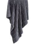 Stella - Faux Silk Velvet Double Box Stitch Throw - Slate