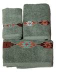 Socorro - Embroidered Towel Set Set of 3 , 2 Per Carton - Turquoise