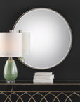 Stefania - Beaded Round Mirror - Silver