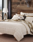 Stella - Full/Queen Faux Silk Velvet Double Box Stitch Quilt Set Set of 3 - Stone