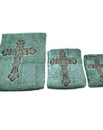 Western Cross - Embroidered Cross Towel Set Set of 3 , 2 Per Carton - Turquoise