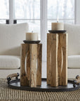 Ilva - Wood Candleholders (Set of 2) - Light Brown
