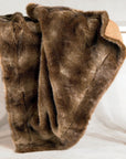 Wolf Fur - Faux Wolf Fur Throw Blanket - Brown