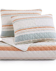 Mystic Stripe - Full/Queen Cotton Gauze Quilt Set Set of 3 - Coral