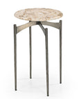 Thea - Accent Table - Italian Crema Marble / Nickel Iron