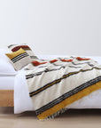 Solola - 100% Wool Handwoven Throw Blanket - Orange / Natural