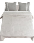 Fairfield - Queen Linen Coverlet Set (Set of 4) - Cream / Tan