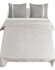 Fairfield - Full Linen Coverlet Set Set of 4 - Cream / Tan