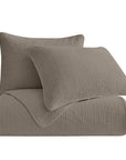 Stonewashed Cotton Velvet - Full/Queen Quilt Set Set of 3 - Taupe