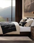 Antigua - Handwoven Square Pillow - Black / White