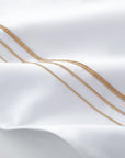 Border Embroidery - King Duvet Cover Set Set of 3 - Light Gold / White