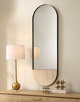 Russo - Travertine Tall Oval Mirror - Bronze / Brown / Gold