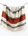 Solola - 100% Wool Handwoven Throw Blanket - Orange / Natural