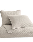 Anna - King Diamond Quilted Coverlet Set Set of 3 - Light Tan