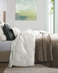 Hera - Queen Washed Linen Flange Comforter Set Set of 3 - White