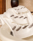 Tossed Feather - Embroidered Feather White Towel Set Set of 3 , 2 Per Carton - White / Gray