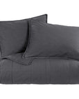 Cotton Canvas - Twin Stonewashed Coverlet Set Set of 2 - Charcoal