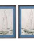 Sail Scribble I Framed Print - Blue