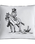 Ranch Life - Indoor/Outdoor Pillow Cowgirl, 2 Per Carton - White / Black