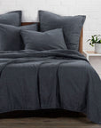 Cotton Canvas - Full/Queen Stonewashed Coverlet Set Set of 3 - Charcoal
