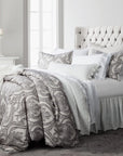 Nicole - King Damask Duvet Cover Set Set of 3 - Gray