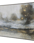 Gilt - Misty Landscape Framed Print - Silver