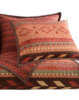 Broken Arrow - Full/Queen Reversible Quilt Set Set of 3 - Red / Tan / Brown