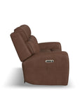 Warren - Power Reclining Sofa With Console, Power Headrest & Lumbar - Dark Brown